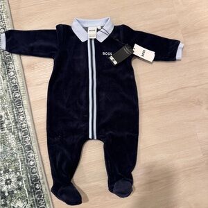 Boss Dark Blue Kids Footie with Light Blue Accents